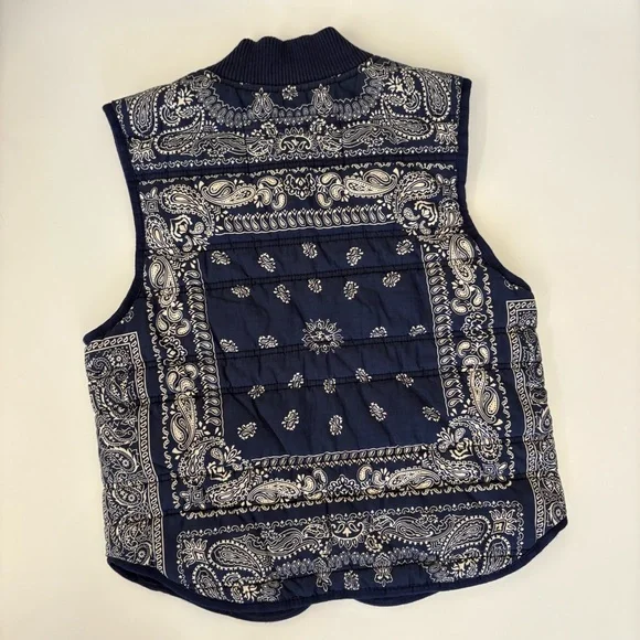 Ralph LaurenBandana Print Quilted Vest‎ Western Navy Blue Medium 8-10